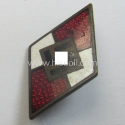 HJ (ie. 'Hitlerjugend') enamelled lapel-pin (ie.: 'Raute') with...