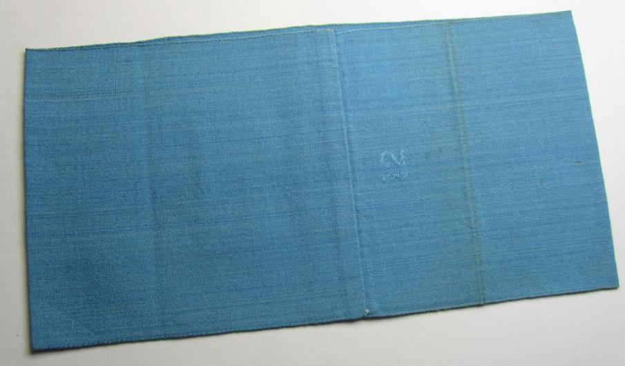 Linnen-based- and/or light-blue-coloured armband (ie. 'Armbinde') depicting an interwoven capital 'M'-character, as was presumably intended for staff-members of the German RLB (ie. 'Reichsluftschutz-Bund')