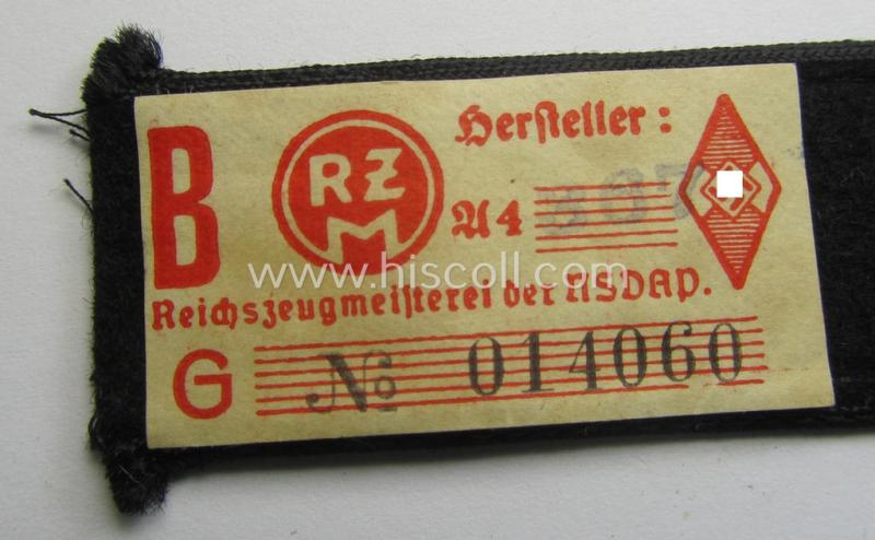 Attractive - and naturally single! - black-piped, so-called: 'DJ- o. Deutsches Jungvolk' shoulderstrap as was intended for usage by a: 'DJ-Mitglied' who served within the: 'Bann 565' (565 = 'Spittal')