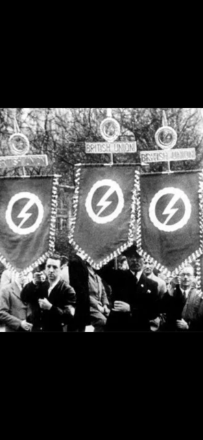 EXTREMELY RARE 1930s BRITISH UNION OF FASCIST POLITICAL RALLY BANNER/STANDARTE.