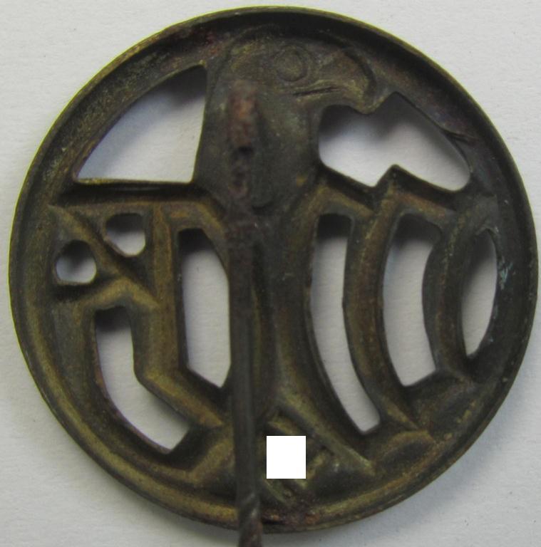 Attractive - and actually scarcely encountered! - WH-related lapel-pin (ie. 'Brosche') as was specifically intended for a: 'Wehrmachtsgefolge' (being a nicely preserved example that comes mounted onto its longer-sized pin)