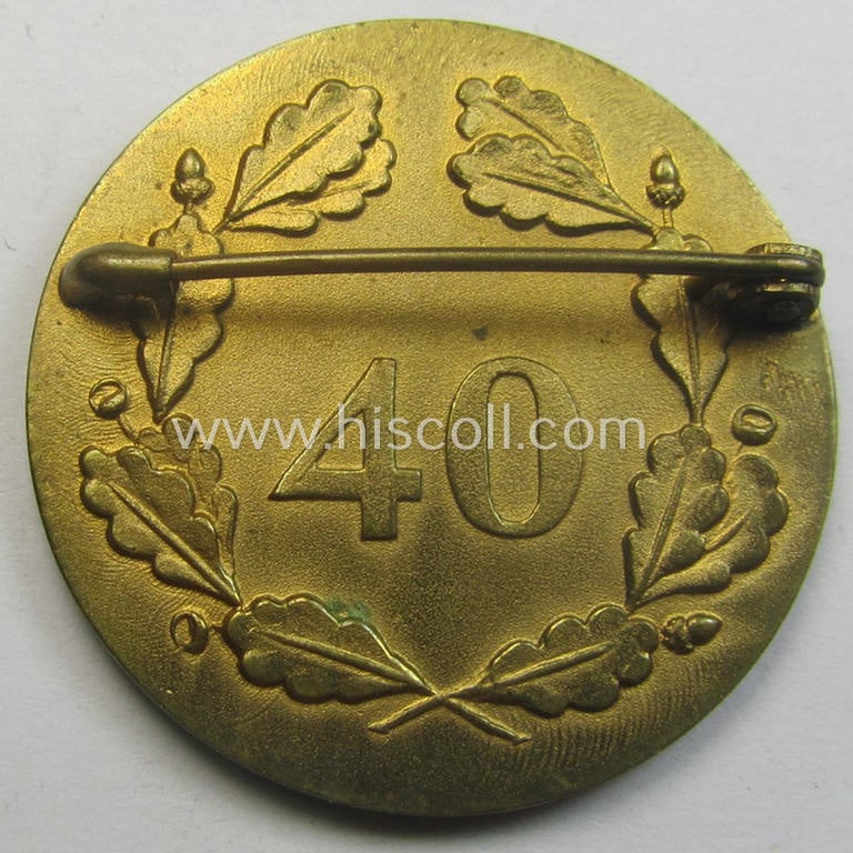Unusally seen, 'Reichsnährstand'- (ie. 'RNSt.'-) related loyal-service brooch ('Brosche' or: 'Ehrenzeichen des Landesbauernschaft Kurhessen') being a non-maker-example showing the text: 'Reichsnährstand - für 40 Jahre Treue Dienste'