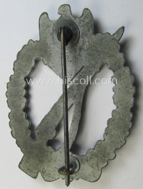 Attractive - and scarcely encountered! - WH (Heeres- ie. Waffen-SS) 'Infanterie-Sturmabzeichen in Silber' (or: silver-class IAB) being a non-maker-marked example by the: 'Josef Bergs & Co.'-company and that comes as issued