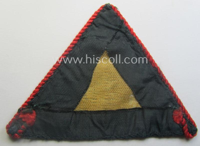 Attractive - and scarcely found! - EM- (ie. NCO-) pattern 'Reichsluftschutzbund' (ie. 'RLB'-) service-armbadge as executed in the neat 'BeVo'-weave-pattern as was specifically intended for usage by the: 'RLB-Werkluftschutz Sachsen'