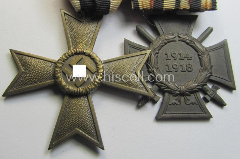 Attractive, WWI- (ie. Third Reich-) period so-called: 'Doppelspange' (being of the partly non-'detachable-pattern') showing resp. a: 'KvK II. Klasse ohne Schwertern' and a: 'FKK 1914-18 mit Schw.' and that comes as recently found