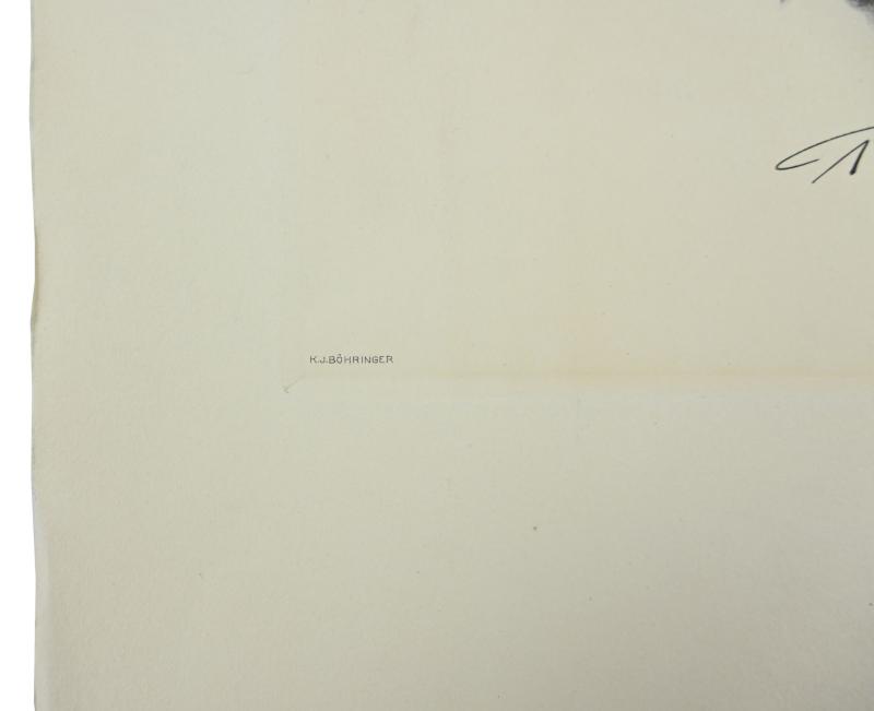 German Portrait Print/Litho of Rudolf Hess by K.J.Böhringer