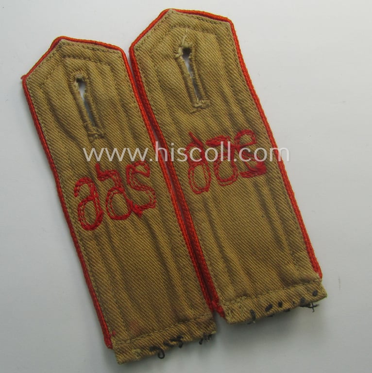 Pair of early-pattern, 'HJ'- (ie. 'Hitlerjugend'-) shoulderstraps for usage by a: 'Hitlerjunge' who was attached to the: 'Oberbann 1 - Bann 256' (Bann 256 = 'Bann Northeim' situated in the 'Gebiet Nord Niedersachsen')