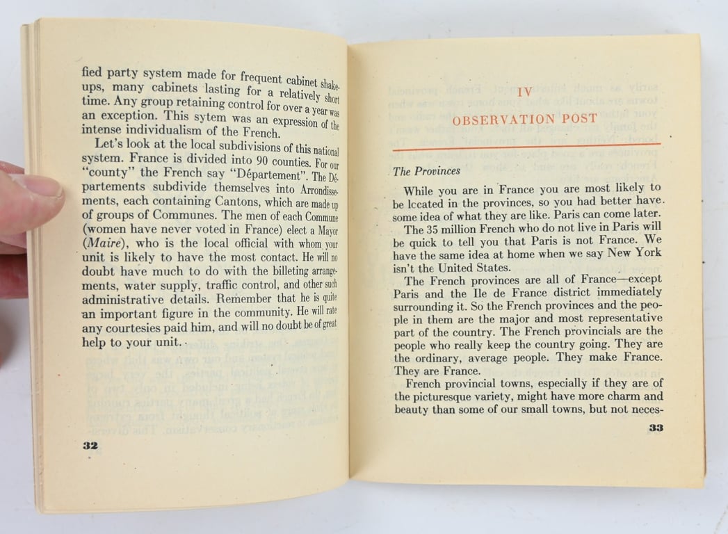 US WW2 Pocket Guide for France.