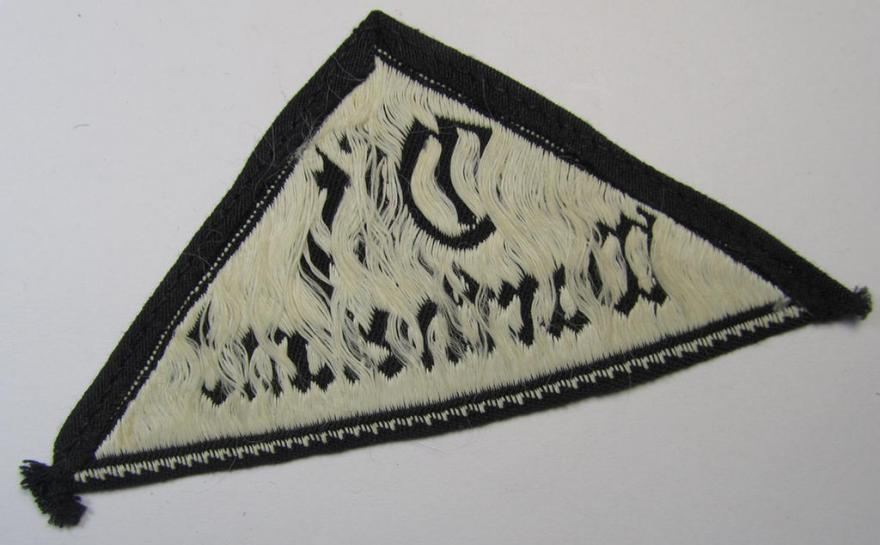 Stunning - and extremely rarely encountered! - HJ ('Hitlerjugend') ie. BDM (or: 'Bund Deutscher Mädel') district-triangle (ie. 'Gebietsdreieck') entitled: 'Ost Wartheland'