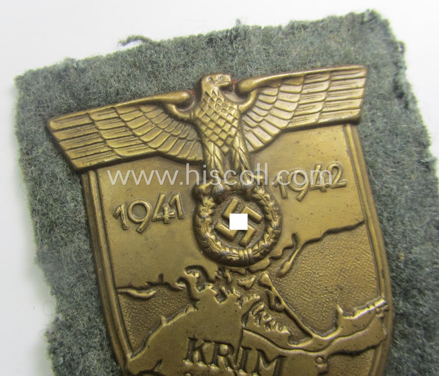 Moderately used- and/or carefully tunic-removed, WH (Heeres o. Waffen-SS) 'Krim'-campaign-shield