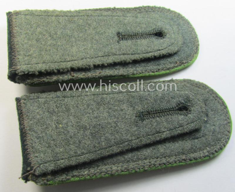 Attractive - fully matching and actually scarcely found! - pair of 'cyphered' WH (Heeres) early- (ie. mid-) war-period- (ie. 'M36- o. M40'-pattern-) NCO-type shoulderstraps as was intended for usage by a: 'Feldwebel des Panzer-Grenadier-Rgts. 10...