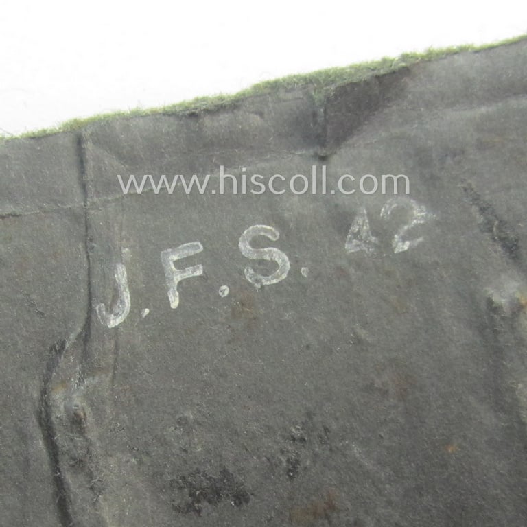 Stunning - and scarcely encountered! - WH (Heeres ie. Waffen-SS) 'Krim'-campaign-shield (as was produced by the maker: 'Josef Feix u. Söhne' ie. 'JFS') and that comes mounted onto its original field-grey-coloured- and/or woolen-based 'backing'