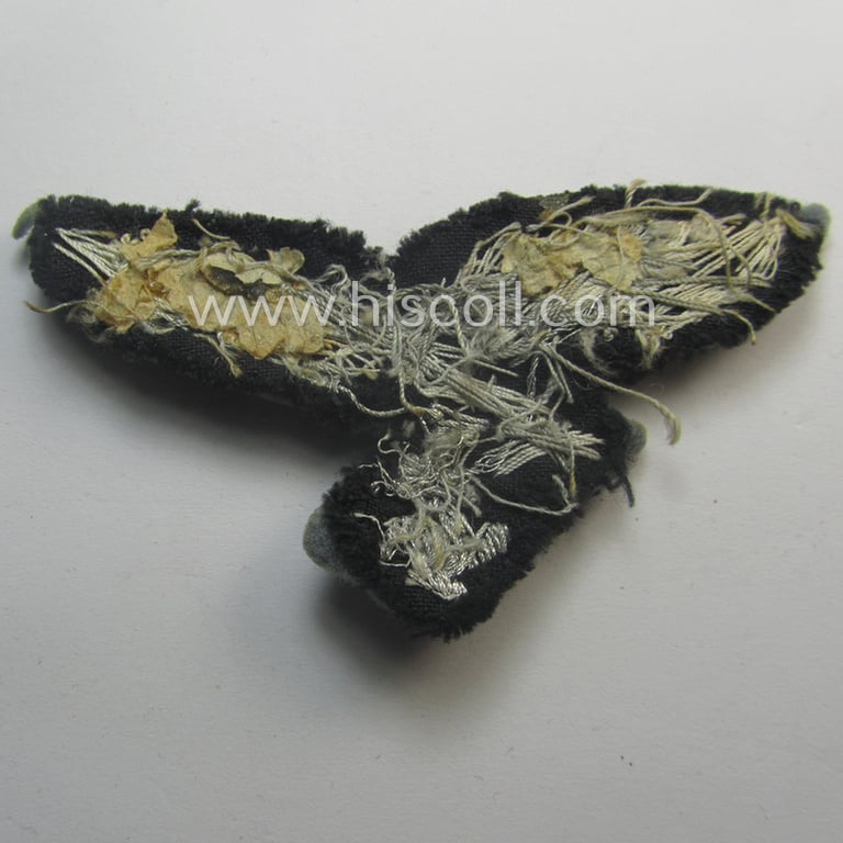 WH (Luftwaffe) officers'-pattern breast-eagle (ie. 'Brustadler für Offiziere der Luftwaffe') being a neatly hand-embroidered example of the: 'Extra Qualität' that comes in a truly used- (ie. carefully tunic-removed-), condition