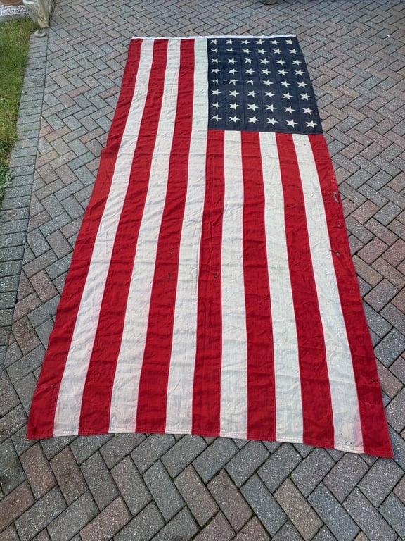 SCARCE WWII 48 STAR AMERICAN WARTIME FLAG OPERATION OVERLORD.