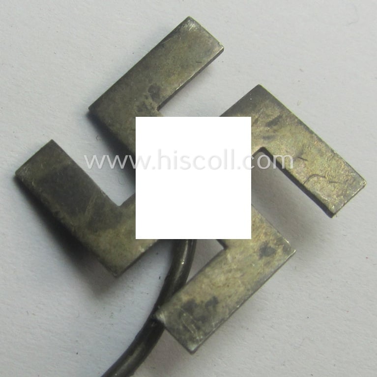 Genuine-silver-based (and/or '800'-marked!) regular-sized (and I deem early-period!) so-called: 'N.S.D.A.P.'-supporters'-swastika-lapel-pin that comes in a truly used- and/or worn, condition