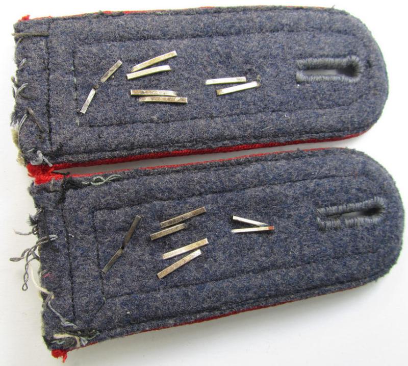 Fully matching - and truly scarcely seen! - pair of neatly 'cyphered', WH (Luftwaffe) NCO-type shoulderstraps as was intended for a: 'Wachtmeister des Festungs-Flakartillerie-Abteilungs o. Regiments 33'