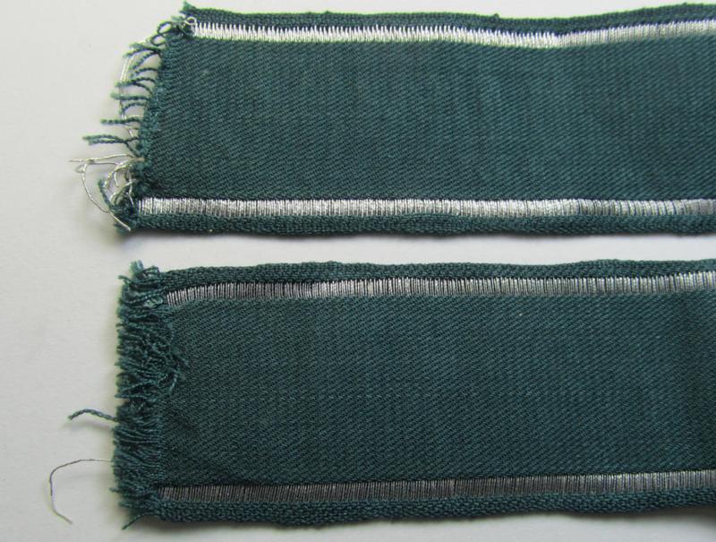 Superb example of an - actually scarcely encountered! - WH (Heeres) linnen-based cuff-title (ie. 'Ärmelstreifen') entitled: 'Unteroffiziervorschule' (as was executed in so-called: 'flat-wire'-style- ie. 'BeVo-weave'-pattern)