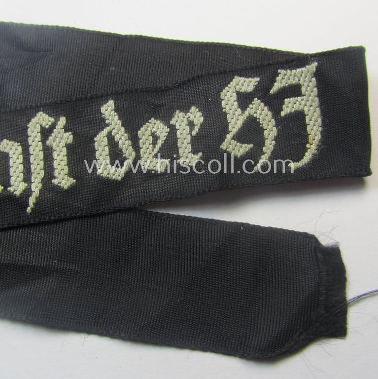 Moderately worn (example) of the - actually very scarcely encountered! - HJ ('Hitlerjugend') armband (ie. cuff-title) as woven in the neat 'BeVo'-like-pattern, entitled: 'Landdienst der HJ'