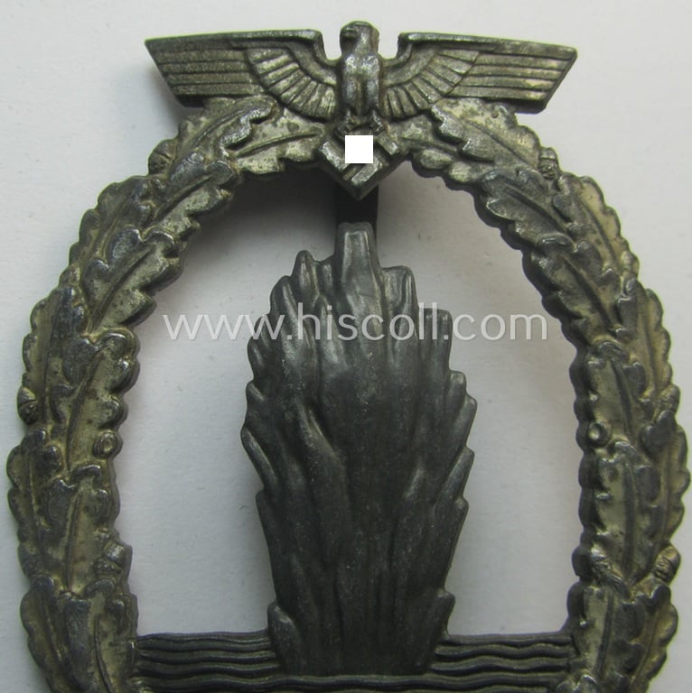 WH (Kriegsmarine) 'Kriegsabzeichen für Minensuch-, U-Boot-Jagd und Sicherungs-Verbände' being a detailed and (typical) non-maker-marked, 'Feinzink'-based example as was produced by the 'Förster & Barth'-company