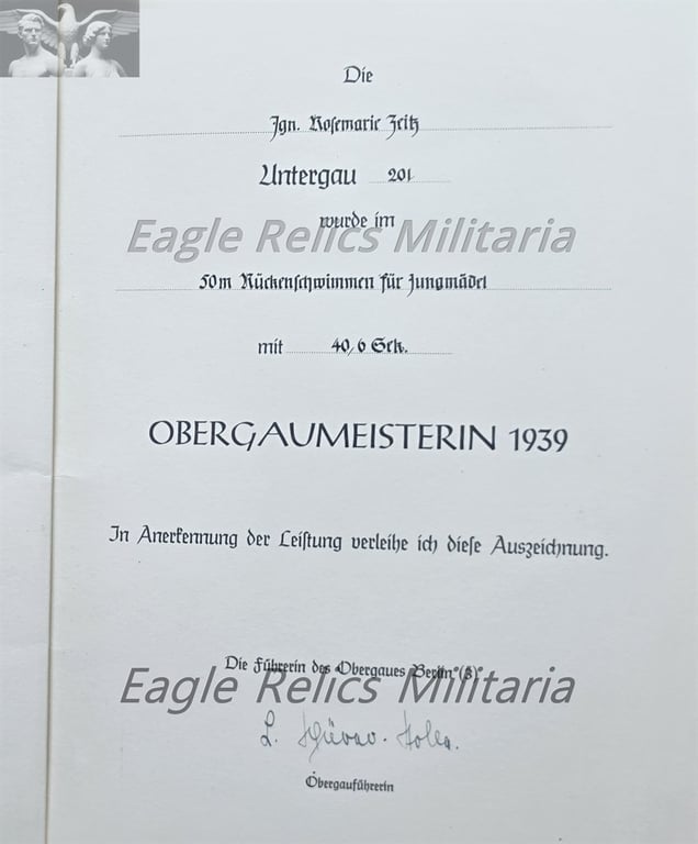 BDM Documents signed by the Berlin BDM Leader Lydia Schurer Stolle