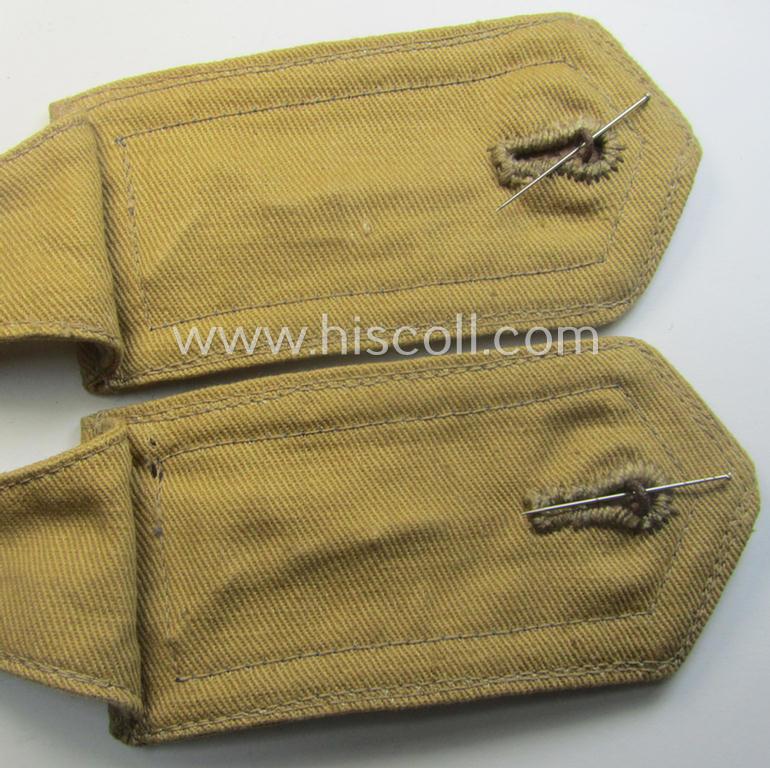 Minimally used - and fully matching! - pair of WH (Kriegsmarine) 'tropical-styled', 'cyphered' NCO-type shoulderstraps (as was specifically intended for usage on the tropical-shirts ie. tunics) as was intended for a: 'Feldwebel'