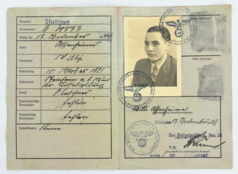 German Third Reich I.D. Card