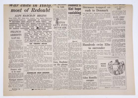 British "Daily Express" Newspaper 3 May 1945.