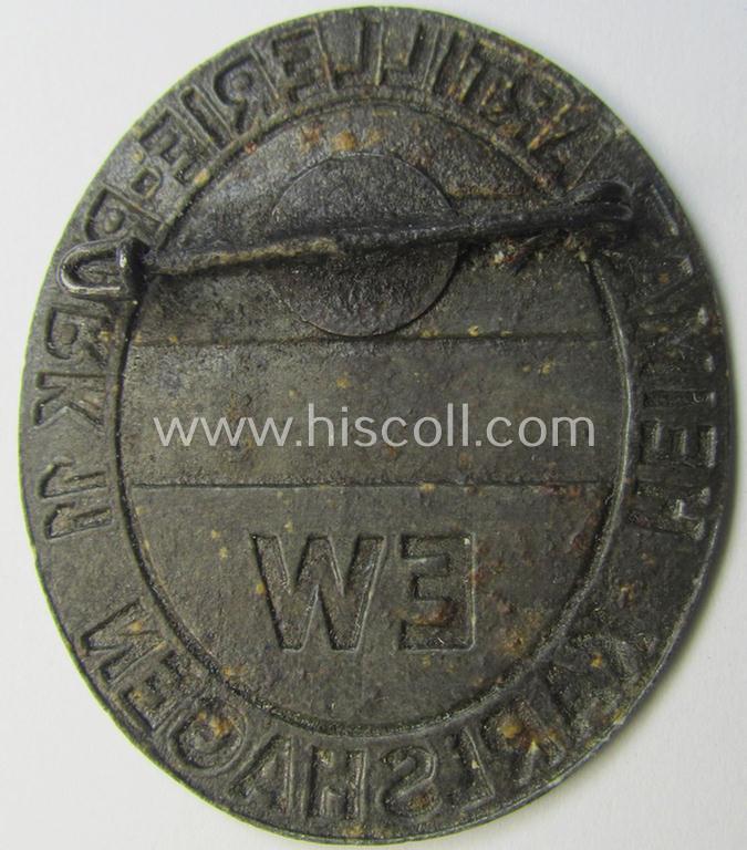 Interesting - and truly rarely found! - so-called: 'Dienstabzeichen der Heeresversuchsanstalt' entitled "Heimat-Artillerie-Park 11 Karlshagen" (being the 'V2 Raketenbasis Peenemünde') that is bearing a unique serial-numeral that reads: '37866...