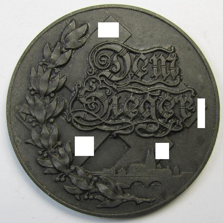 Unusual, bronze-toned- (ie. typical 'zinc'-based) DRB- (or: 'Deutsche Reichsbahn'-) ie. sports-related, commemorative-plaque entitled: 'Reichsbahn Turn- und Sportsfest - Regensburg - 1935'
