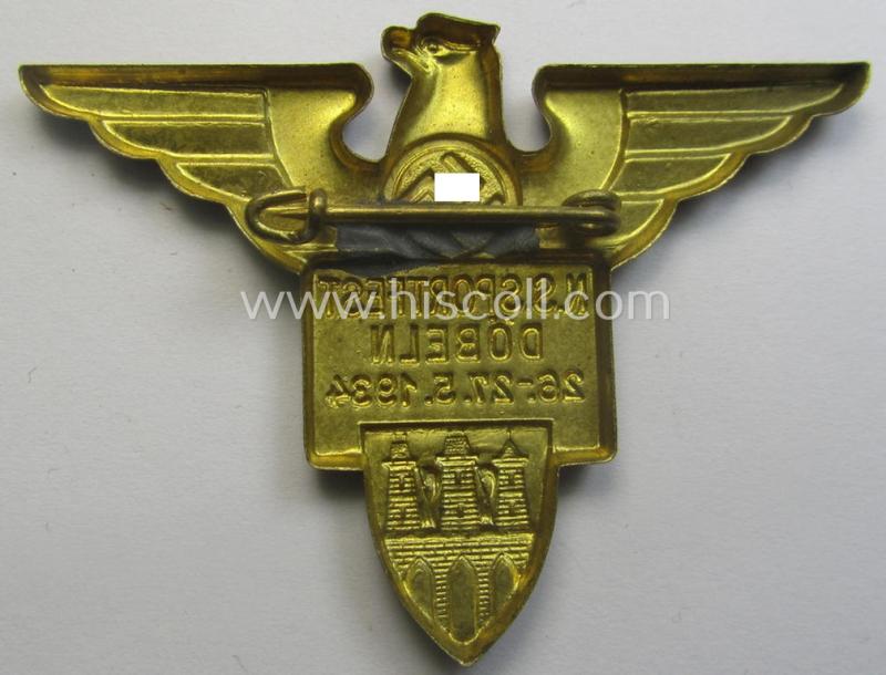 N.S.D.A.P.- (ie. sports-) related day-badge (ie. 'tinnie' or: 'Veranstaltungsabzeichen'): 'NS-Sportfest - Döbeln - 26.-27.5.1934'
