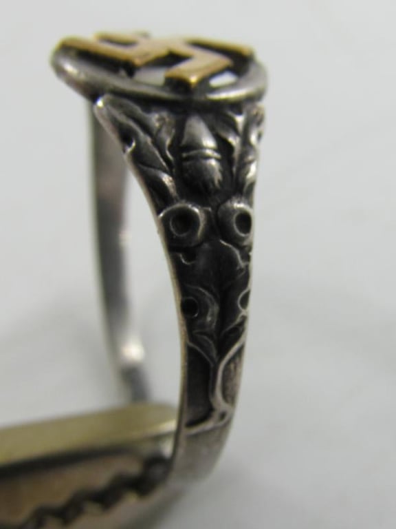 NSDAP Swastika Ring Silver Nazi Party Member