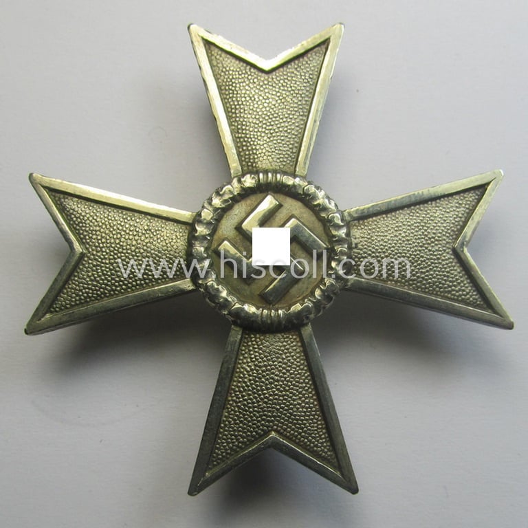 'Kriegsverdienstkreuz 1. Kl. ohne Schwn.' being a clearly maker- (ie. '50'-) marked and/or: 'Buntmetall'-based specimen by the: 'Karl Gschiermeister'-company