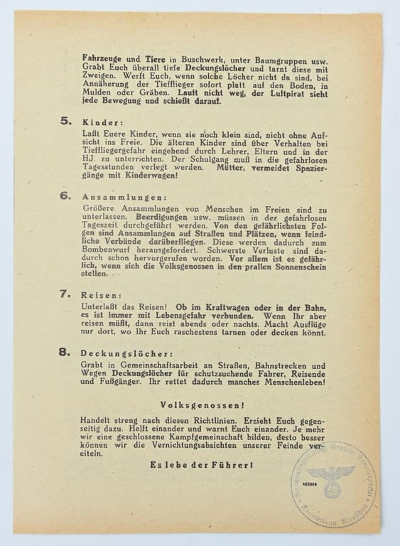 German Third Reich Flyer 'Achtung Tiefflieger!'