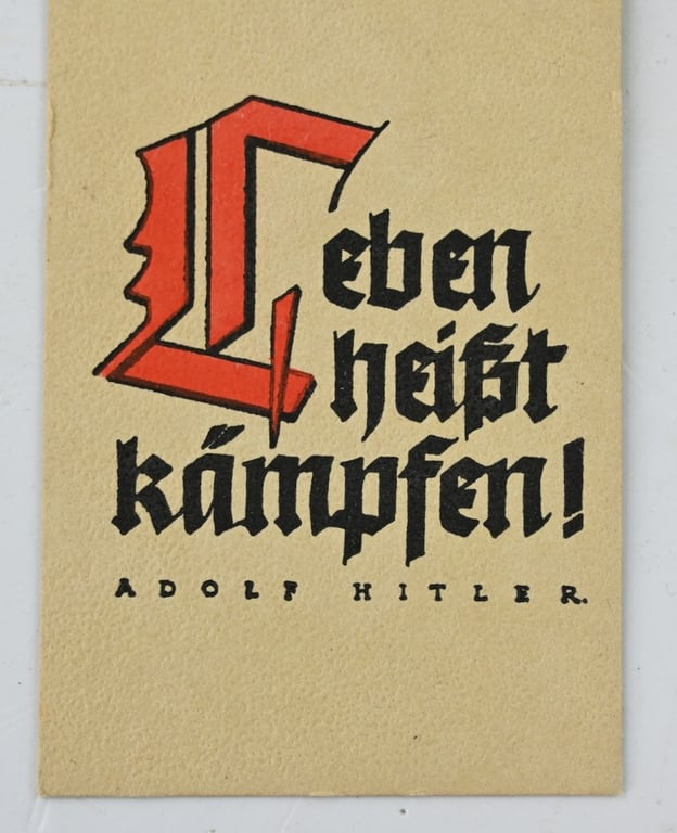 German Bookmark "Leben heisst kämpfen! -Adolf Hitler"
