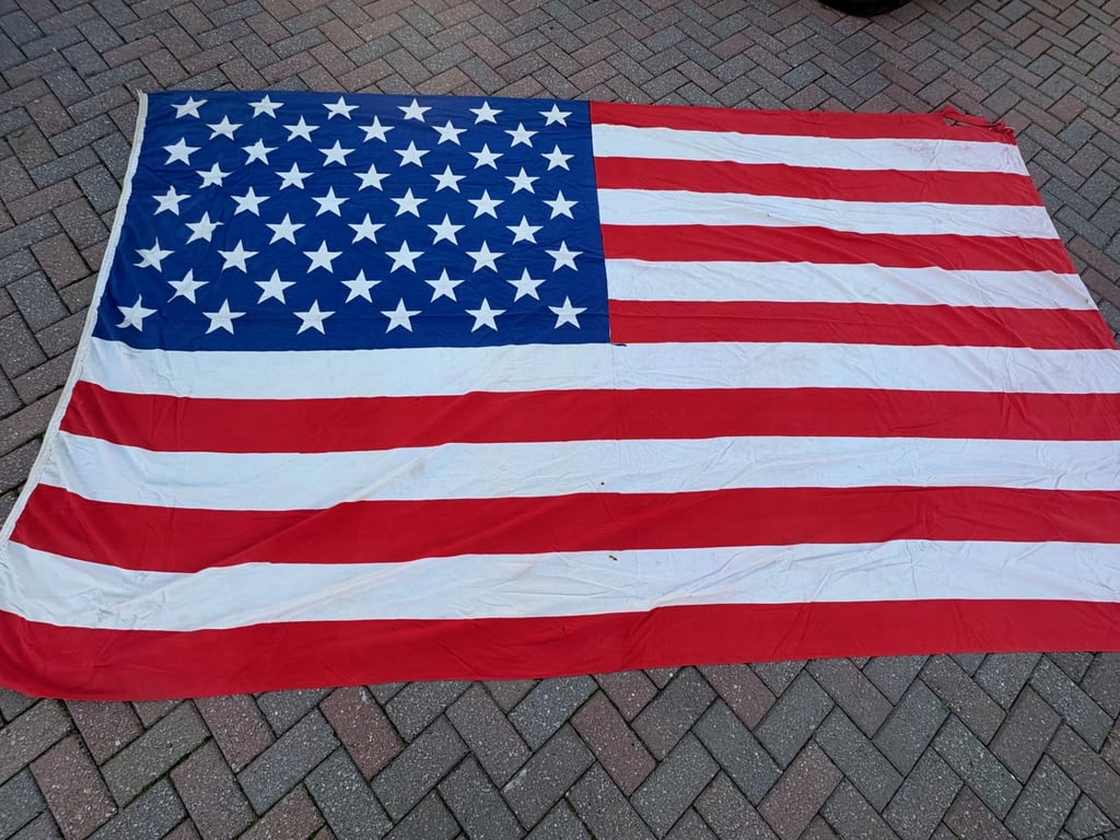AUTHENTIC ORIGINAL JFK ELECTION PRINTED CAMPAIGN JFK 50-STAR FLAG 1960 FROM THE STATE OF WEST VIRGINIA AND USED ADDITIONAL PHOTOS