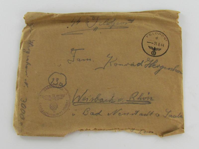 SS Field Post from Soldier to Family...dated 1944