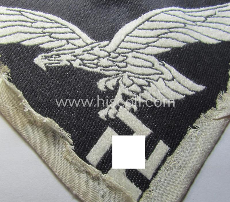 Attractive - and fairly large-sized! - example of a (typical) linnen-based WH 'Luftwaffe'-related sport-shirt badge (ie. 'Brustadler für Sportanzug') as was executed in the neat 'BeVo-weave pattern