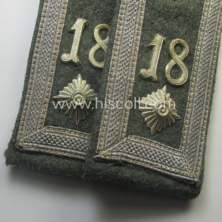 Pair of early-period- (ie. 'Reichswehr'-era- and/or 'pointed-styled'), WH (Heeres) 'cyphered' NCO-type shoulderstraps: 'Feldwebel des Infanterie-Rgts. 18'
