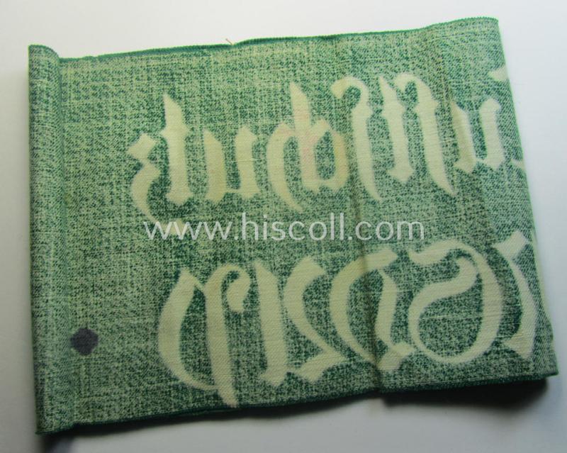 Minimally used - and most certainly rarely seen! - 'N.S.D.A.P.'- (ie. 'Luftschutz'-) related armband (ie. 'Armbinde') being of the 'entirely printed'-type showing a swastika and text: 'Luftschutz NSDAP'
