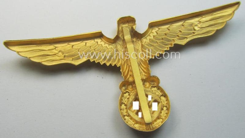 Larger-sized, WH (Kriegsmarine): 'DAK' (ie. 'Deutsches Afrikakorps') zinc- (ie. 'Feinzink'-) based- and/or 'Feuervergoldetes' so-called: 'pith-helmet' eagle-device