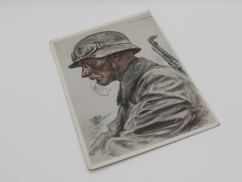 Postcard W. Willrich : Kradmelder einer Panzer - Vorausabteilung