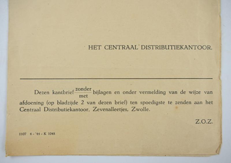 Dutch WW2 Distribution Office Paper Zwolle 1944