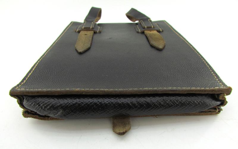 Wehrmacht Black Leather Map Case-Meldetasche