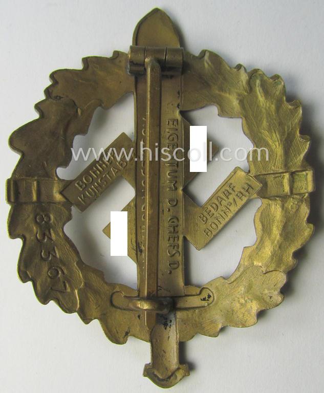 'SA-Sportabzeichen in Bronze' being an (unusually!) maker- (ie. 'Bonner KunstAbz. Bedarf'-) marked example that shows the (unique) impressed bearers'-number: '83367'