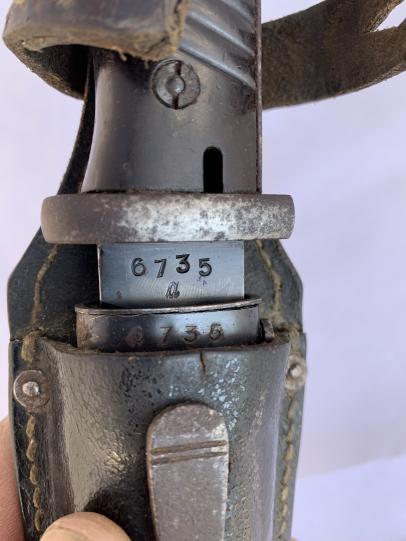 K98 Combat Bayonet with Leather Frog -matching numbers-