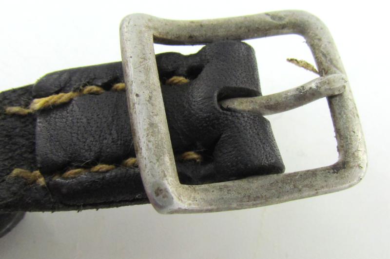 Early German helmet chin strap with aluminum buckle