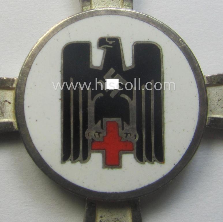 Complete - nicely enamelled and actually fairly scarcely found! - so-called: 'DRK-Schwesternkreuz des 2. Modell' that comes mounted onto its (full length) chain (ie. 'Kettchen' as issued and/or stored for decades