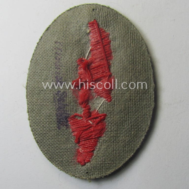 WH (Heeres) trade- and/or special-career insignia ie. hand-embroidered signal-blitz: 'Artillerie-Trpn.'