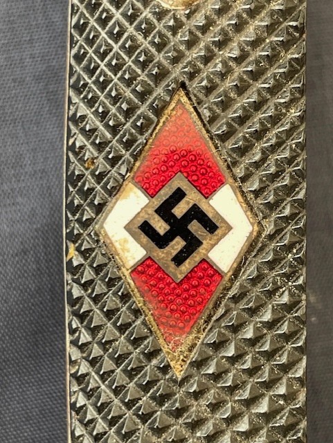 WW2 GERMAN HITLER YOUTH KNIFE WITH MOTTO AND RZM STAMPED 1938 M7/51 ANTON WINGEN JR. SOLINGEN