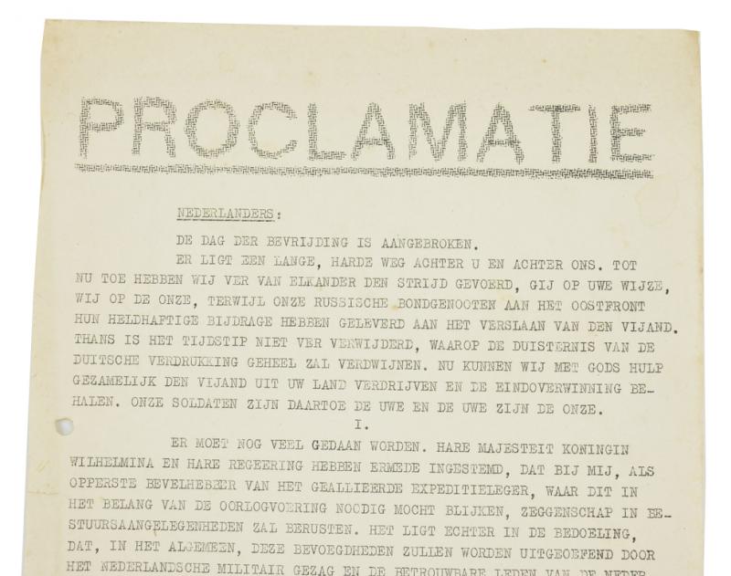 Dutch Proclamation Leaflet 'Eisenhower'